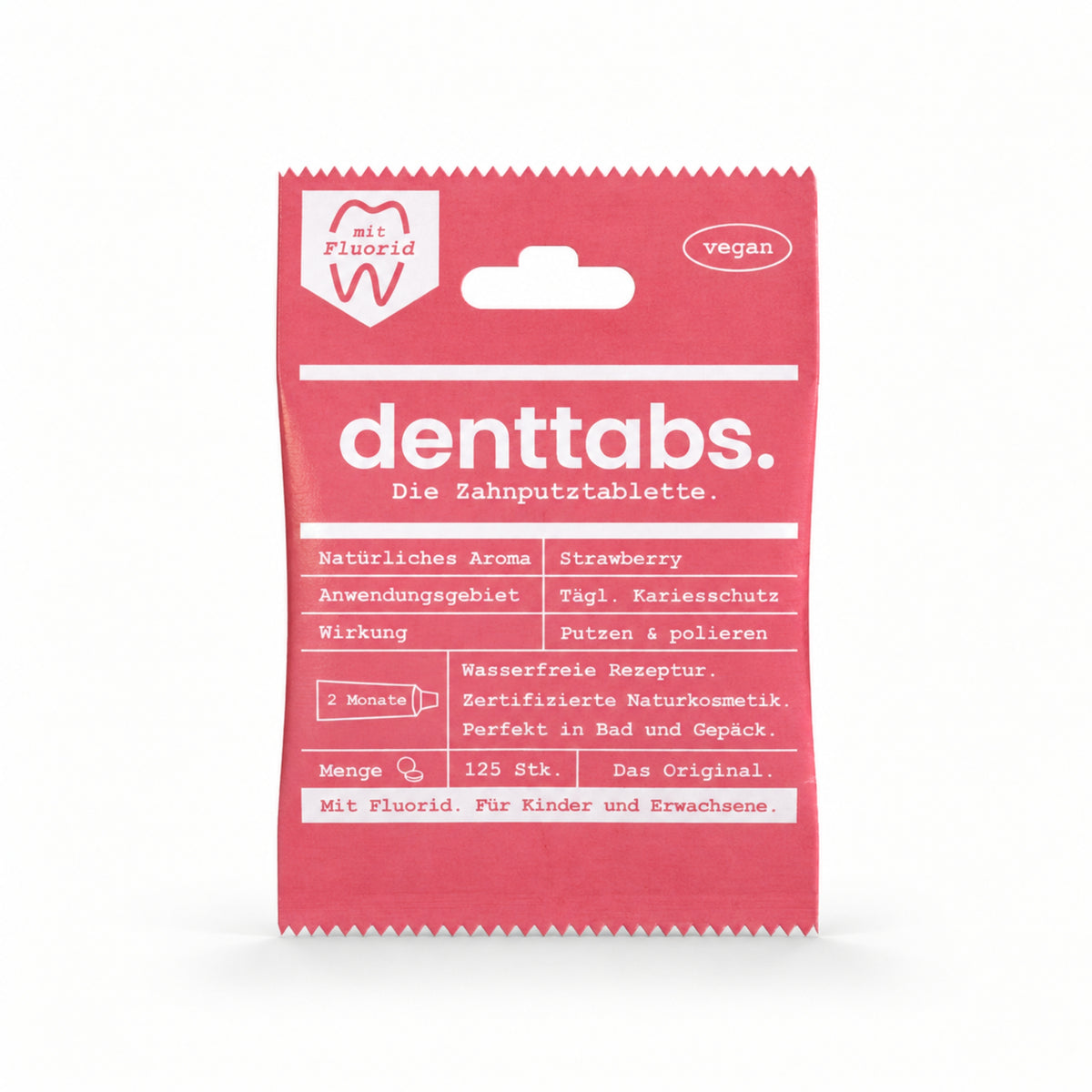 Denttabs Toothpaste Tablets Strawberry with Fluoride 125 pcs