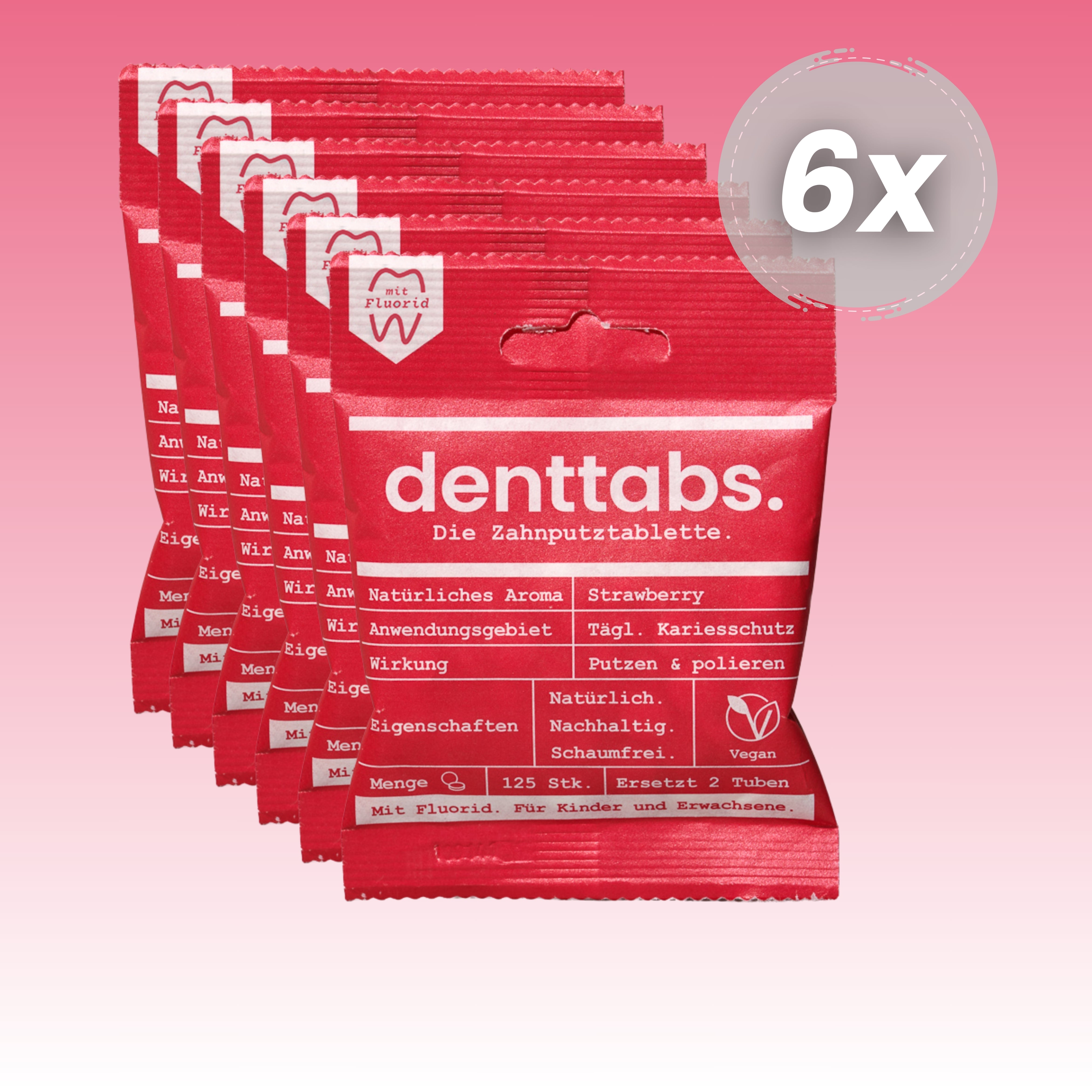 Denttabs Strawberry mit Fluorid Jahresvorrat