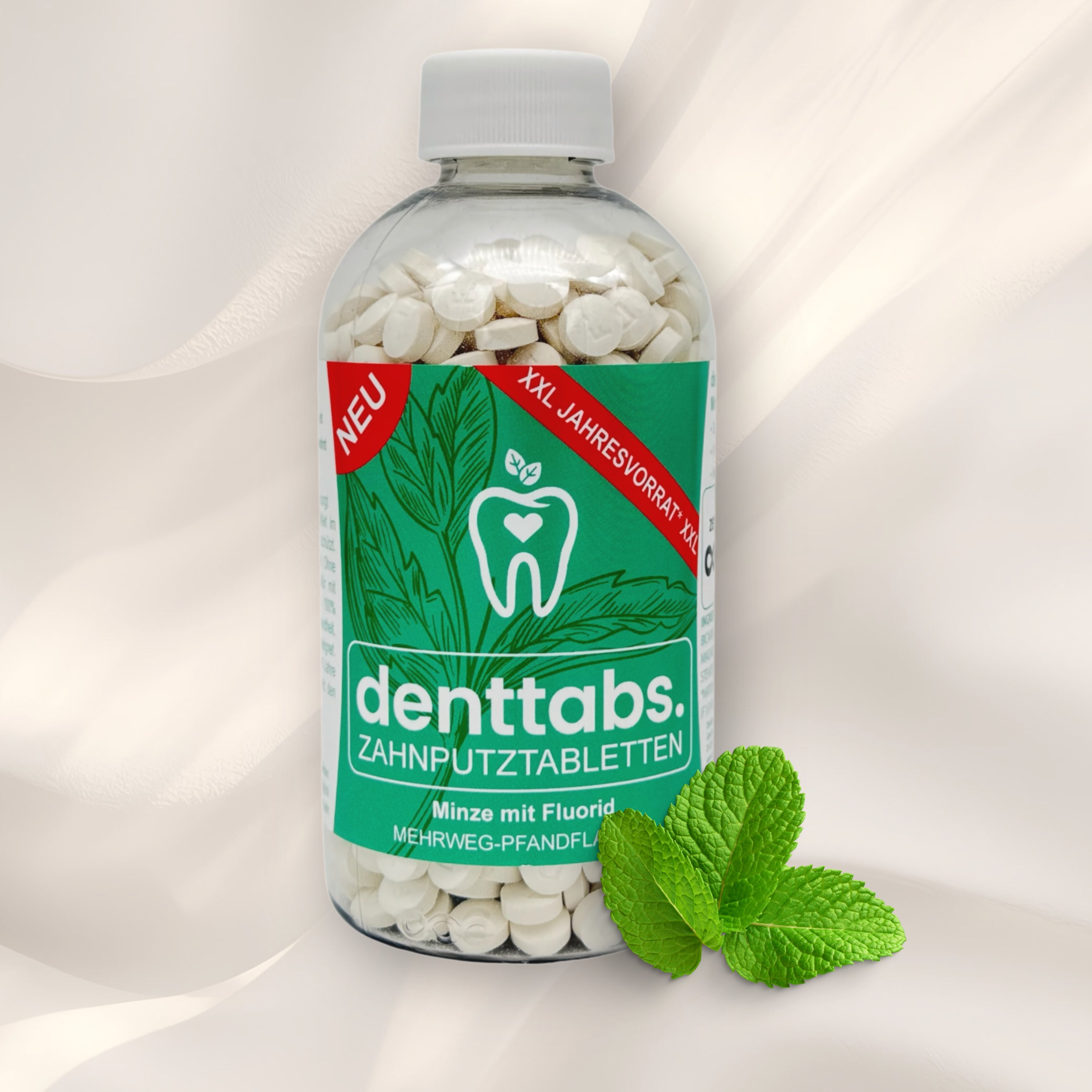 XXL year's supply in a returnable bottle Mint with fluoride