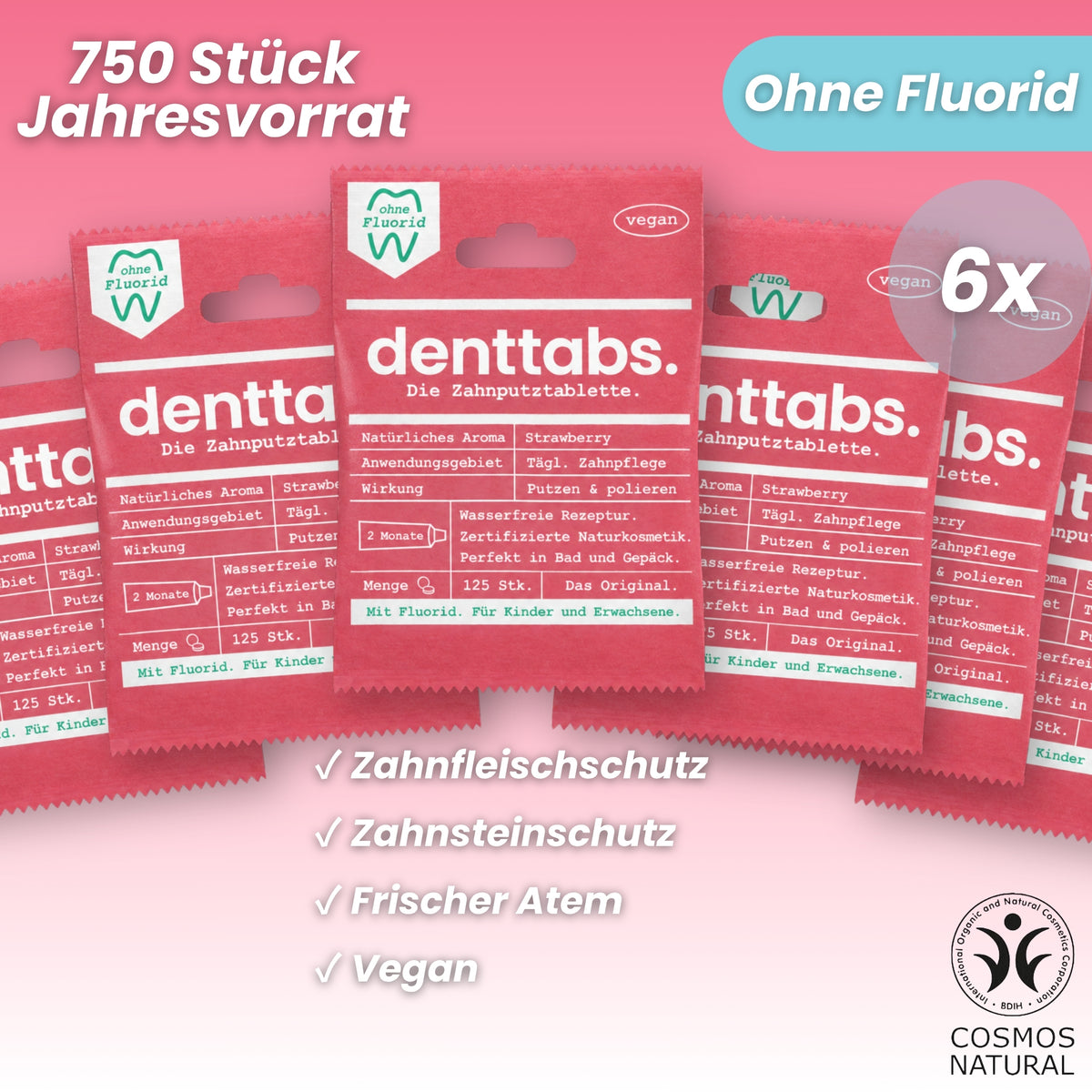 Denttabs Strawberry fluoride-free annual supply