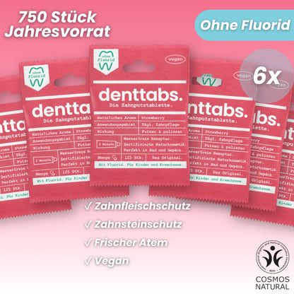 Denttabs Strawberry fluoride-free annual supply