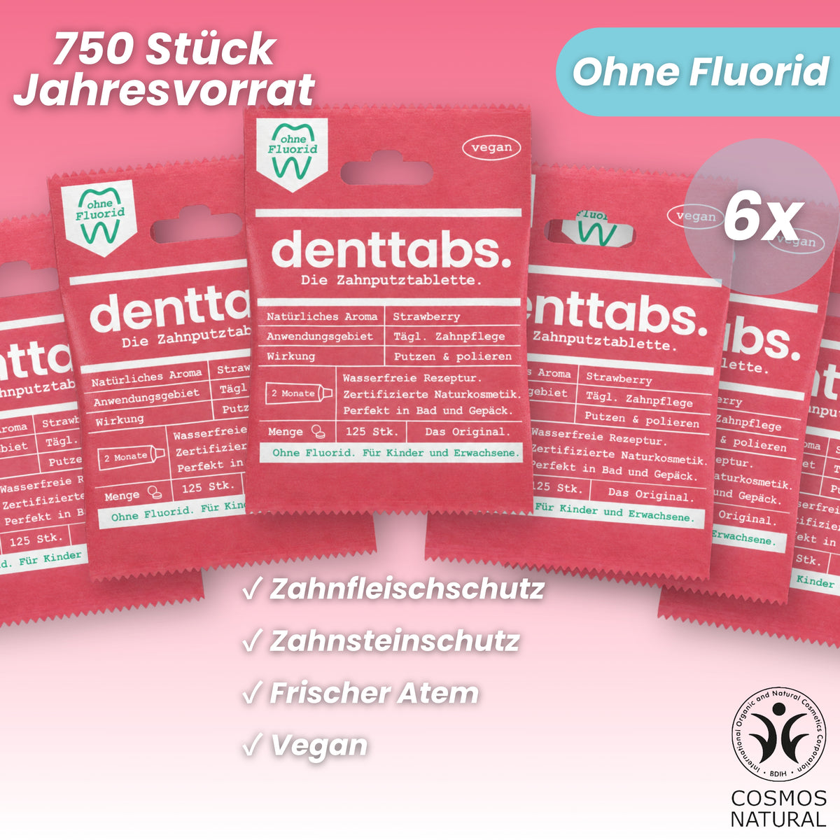 Denttabs Strawberry fluoride-free annual supply