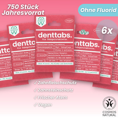 Denttabs Strawberry fluoride-free annual supply