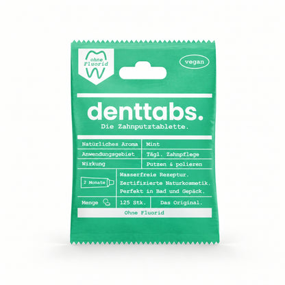 Denttabs Toothpaste Tablets Mint Fluoride-Free 125 pcs