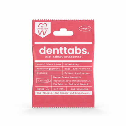 Denttabs Toothpaste Tablets Strawberry with Fluoride 125 pcs