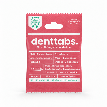 Denttabs Toothpaste Tablets Strawberry Fluoride-Free 125 pcs