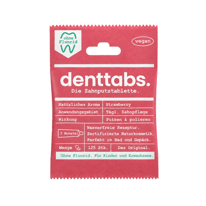 Denttabs Toothpaste Tablets Strawberry Fluoride-Free 125 pcs