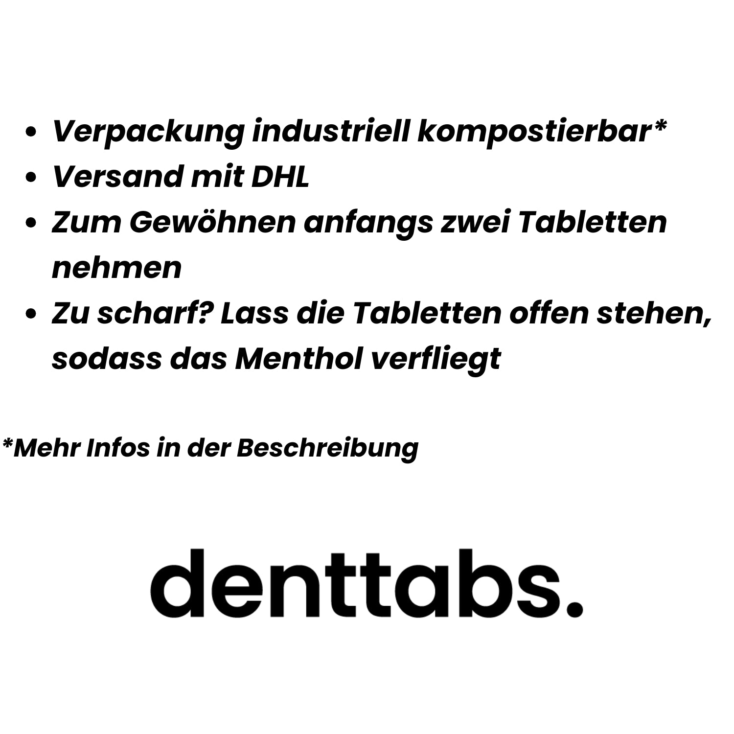 Denttabs Zahnputztabletten Mint ohne Fluorid 125 Stk