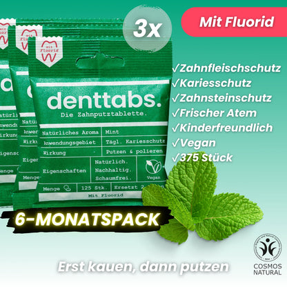 Denttabs Mint mit Fluorid Halbjahresvorrat