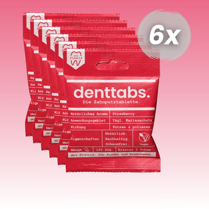 Denttabs Strawberry mit Fluorid Jahresvorrat