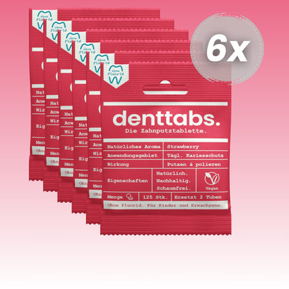 Denttabs Strawberry ohne Fluorid Jahresvorrat
