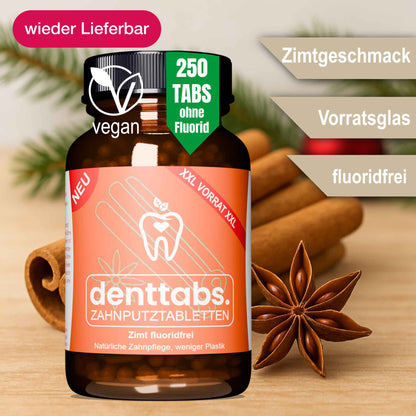 denttabs Zahnputztabletten Cinnamon xxl Glas fluoridfrei
